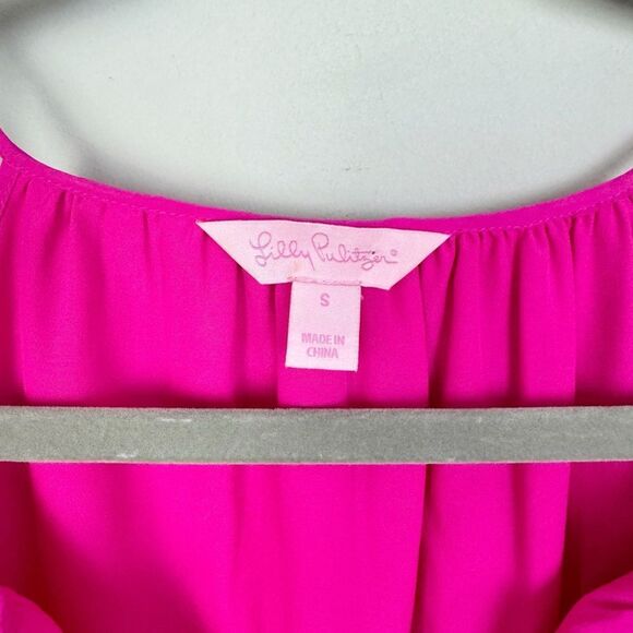 LILLY PULITZER | Fulton Magenta Pink Silk Tunic Dress Beaded Women’s Size Small - Picture 7 of 13
